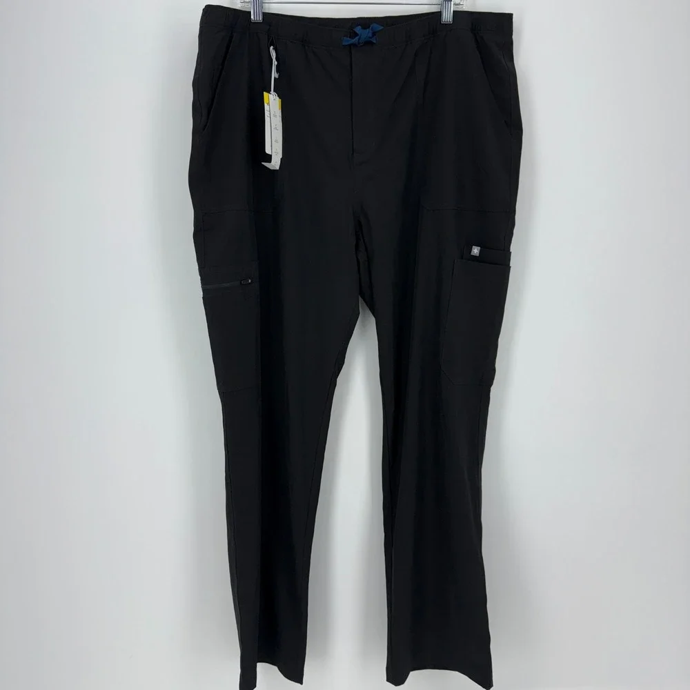 FIGS Cairo FreeX Lined Cargo Pant‎ Mens 2XL Black NEW M23SW2003 Scrubs Zip Fly